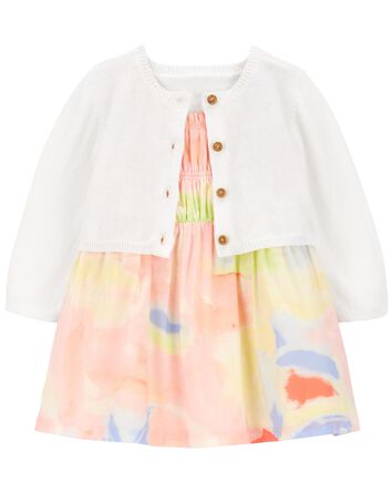 Baby 2-Piece Smocked Dress & Cardigan Set, 
