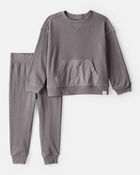 Toddler Boy Waffle Knit Long-Sleeve Tee & Pant Set - Grey, image 1 of 4 slides