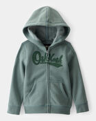 Toddler Boy OshKosh Fleece  Logo Zip Jacket - Green, image 1 of 3 slides