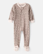 Toddler Girl Leopard Print Fleece Long-Sleeve Loose Fit 1-Piece Pajamas, image 1 of 5 slides