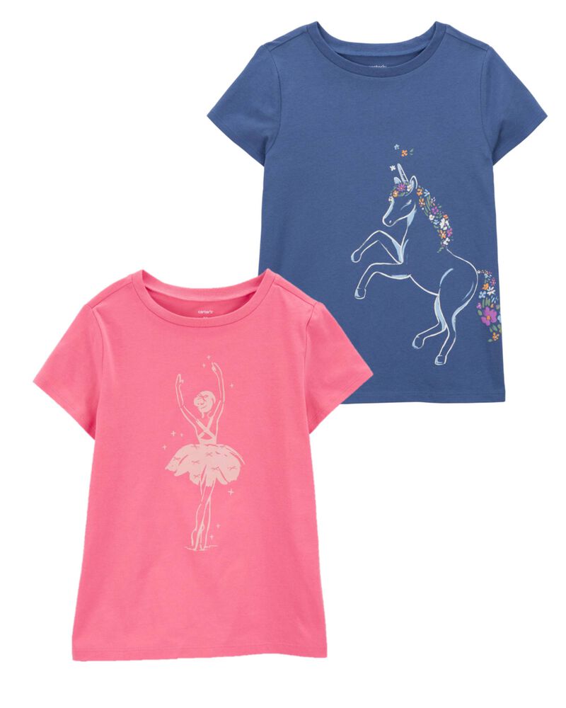 Kid 2-Pack Unicorn & Ballerina Graphic Tees, image 1 of 1 slides