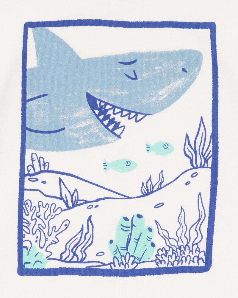 Toddler Shark Short-Sleeve Graphic Tee - Ivory, image 2 of 3 slides