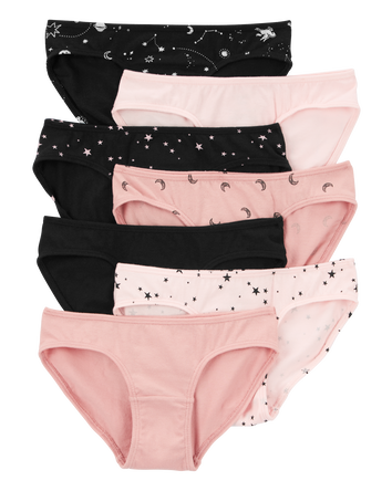 Kid 7-Pack Stars Bikini Stretch Cotton Undies, 