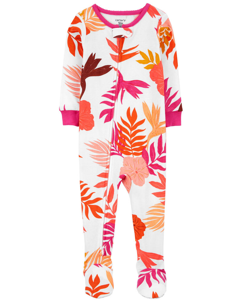 Toddler 1-Piece Floral 100% Snug Fit Cotton Footie Pajamas, image 1 of 4 slides