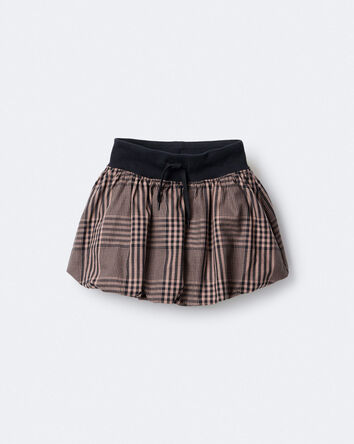 Toddler Girl Bubble Skirt in Plaid - Tan, 