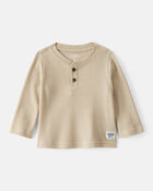 Baby Boy Long-Sleeve Henley Shirt - Tan, image 1 of 3 slides