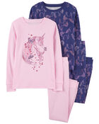 Kid 4-Piece Unicorn 100% Snug Fit Cotton Pajamas, image 1 of 3 slides