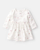 Baby Girl Paint Print PurelySoft Short-Sleeve Bodysuit Dress - Ivory, image 1 of 5 slides