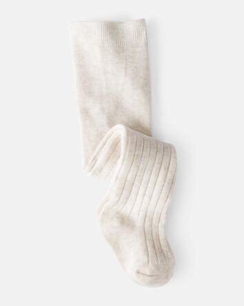 Baby Girl Rib Tights - Cream, 
