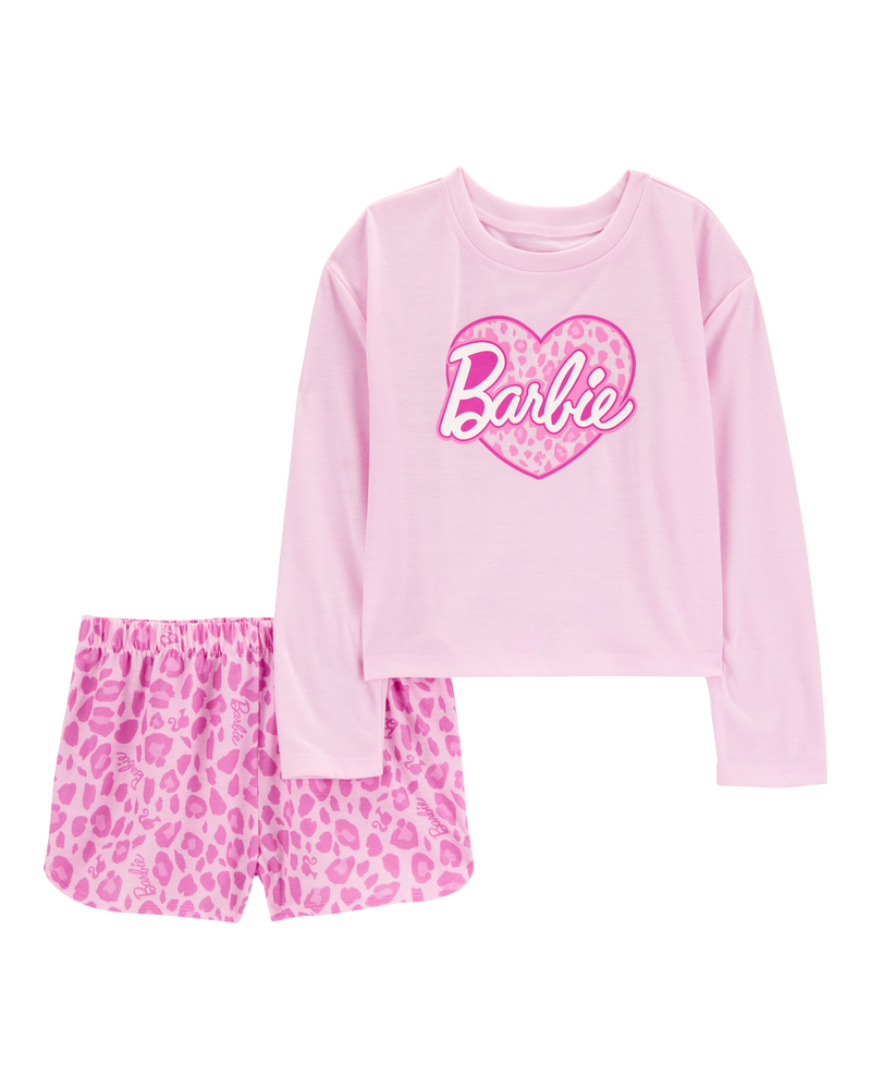 Kid Barbie Loose-Fit 2-Piece Pajamas - Pink, image 1 of 3 slides