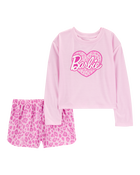 Kid Barbie Loose-Fit 2-Piece Pajamas - Pink, image 1 of 3 slides