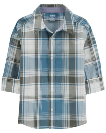 Plaid Button-Front Shirt, 