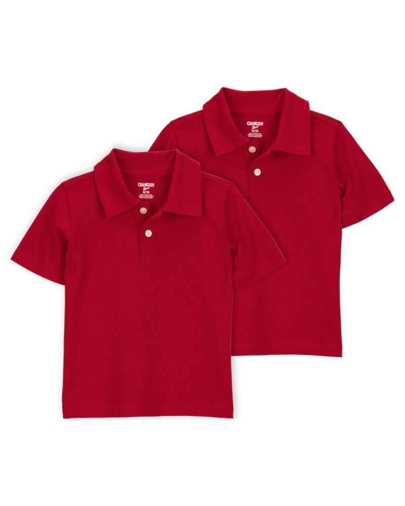 Toddler 2-Pack Pique Uniform Polo Shirts - Red, image 1 of 3 slides