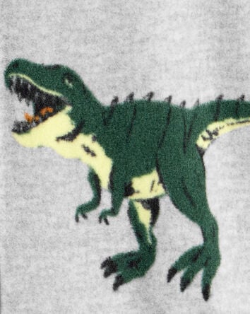 Boys Dinosaur Print Loose Fit Long-Sleeve Zip-Up 1-Piece Pajamas, 