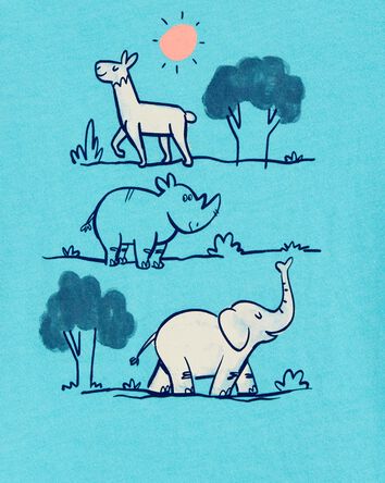 Toddler Zoo Animals Short-Sleeve Graphic Tee - Blue, 