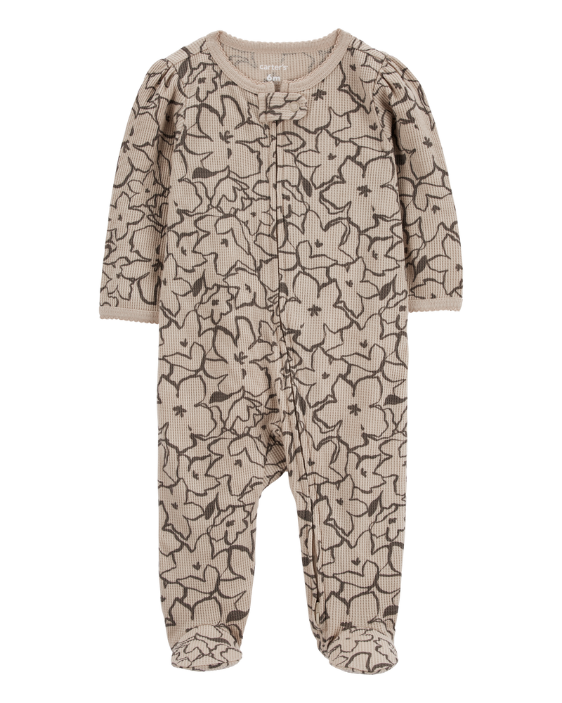 Baby Floral 2-Way Waffle Knit Sleep & Play Pajamas, image 1 of 4 slides