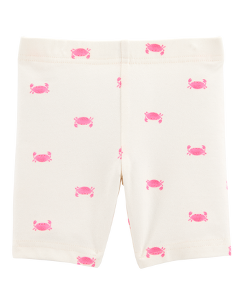 Baby Girl Crab Print Bike Shorts - Ivory, 