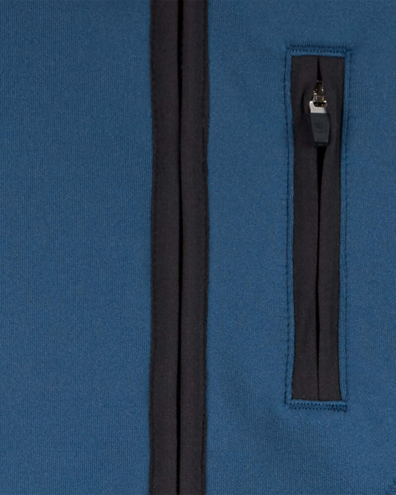 Toddler Stretch Tech Zip-Up Hooded Jacket - Blue, image 2 of 3 slides