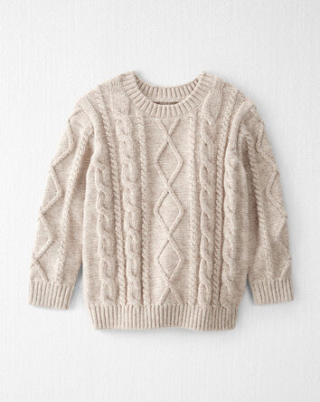 Toddler Organic Cotton Cable Knit Sweater in Toasted Wheat, 