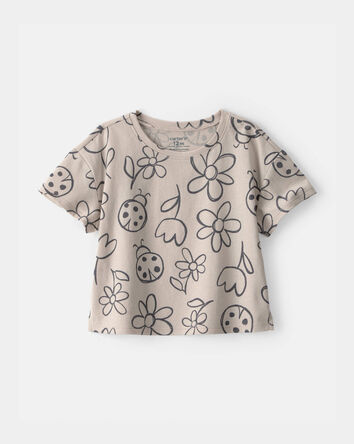 Baby Girl Ladybug Floral Top - Brown, 