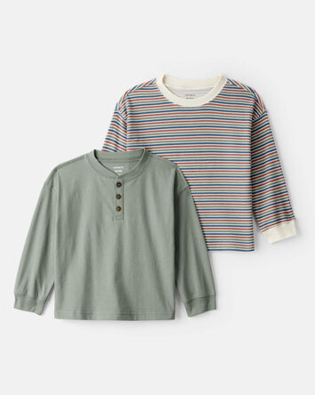 Toddler Boy 2-Pack Long-Sleeve T-Shirts - Grey/Green, 