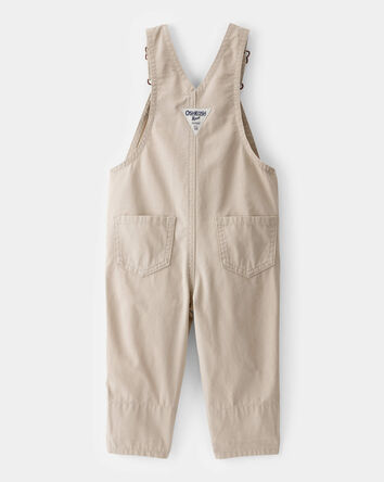 Baby Lightweight Floral-Lined Canvas Overalls  - Khaki, 