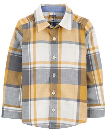 Plaid Cotton Long-Sleeve Button-Down Shirt - Plaid, 