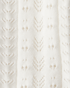 Baby Pointelle Button-Down Collared Cardigan - Ivory, image 2 of 3 slides