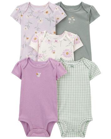 Baby 5-Pack Floral Short-Sleeve Bodysuits, 
