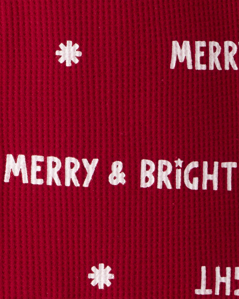 Baby Merry & Bright Christmas Cotton Long-Sleeve 2-Way Zip 1-Piece Pajamas - Red, image 3 of 4 slides