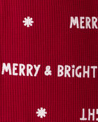 Baby Merry & Bright Christmas Cotton Long-Sleeve 2-Way Zip 1-Piece Pajamas - Red, image 3 of 4 slides