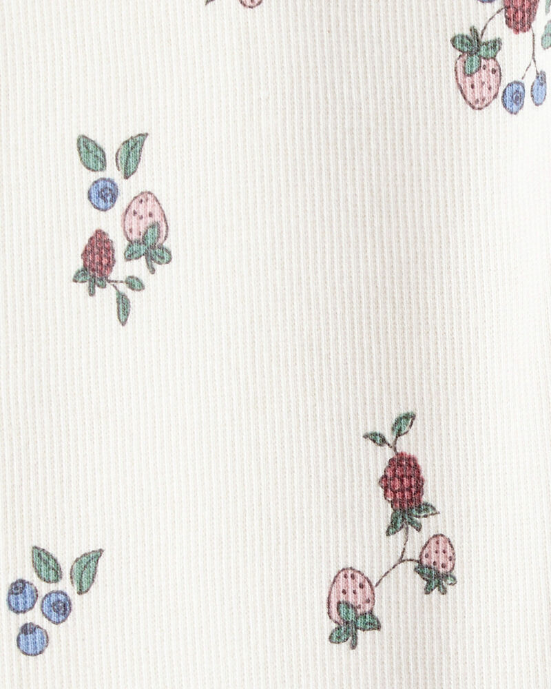 Toddler Girl Organic Cotton Ribbed Knit Pants in Berry Blossom Print, image 4 of 6 slides
