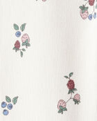 Toddler Girl Organic Cotton Ribbed Knit Pants in Berry Blossom Print, image 4 of 6 slides