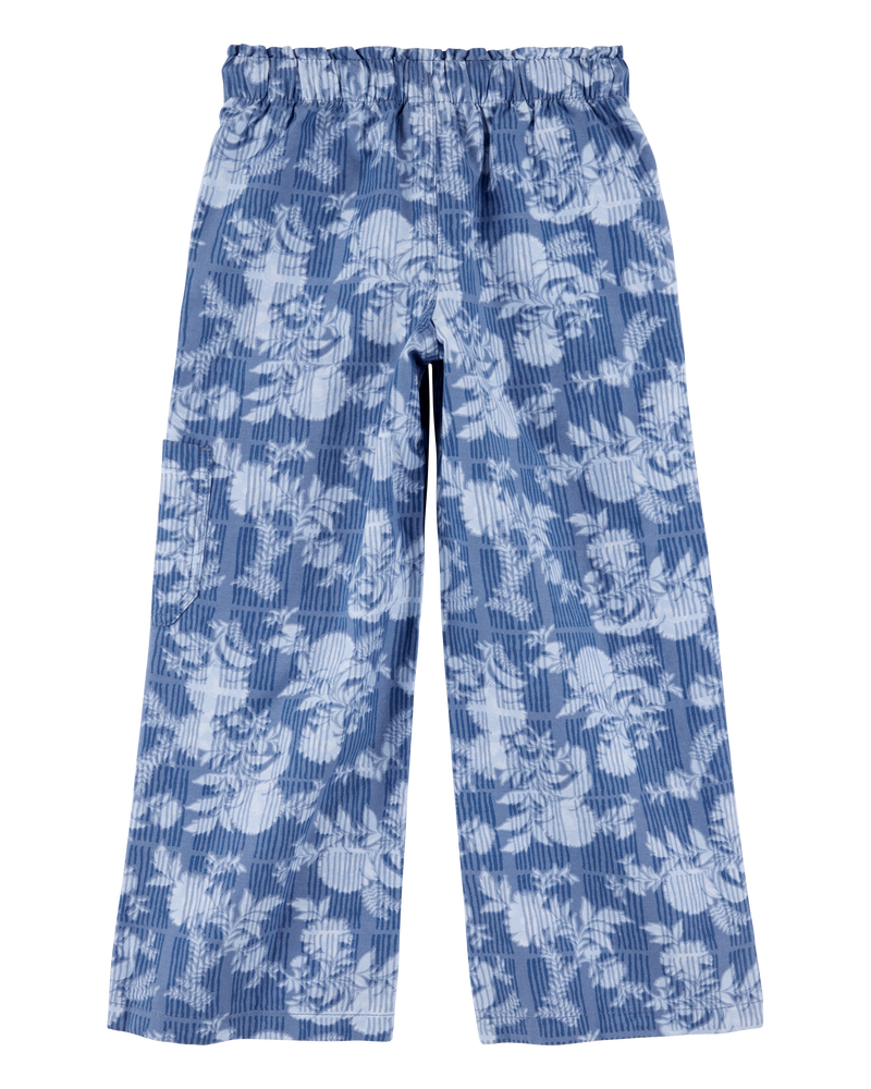 Kid Floral Print Drawstring  Pants - Blue, image 2 of 5 slides
