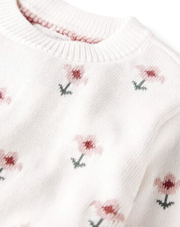 Toddler Organic Cotton Sweater Knit in Wildflower Maze Print, 