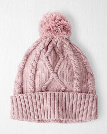 Toddler Girl Organic Cotton Cable Knit Hat , 