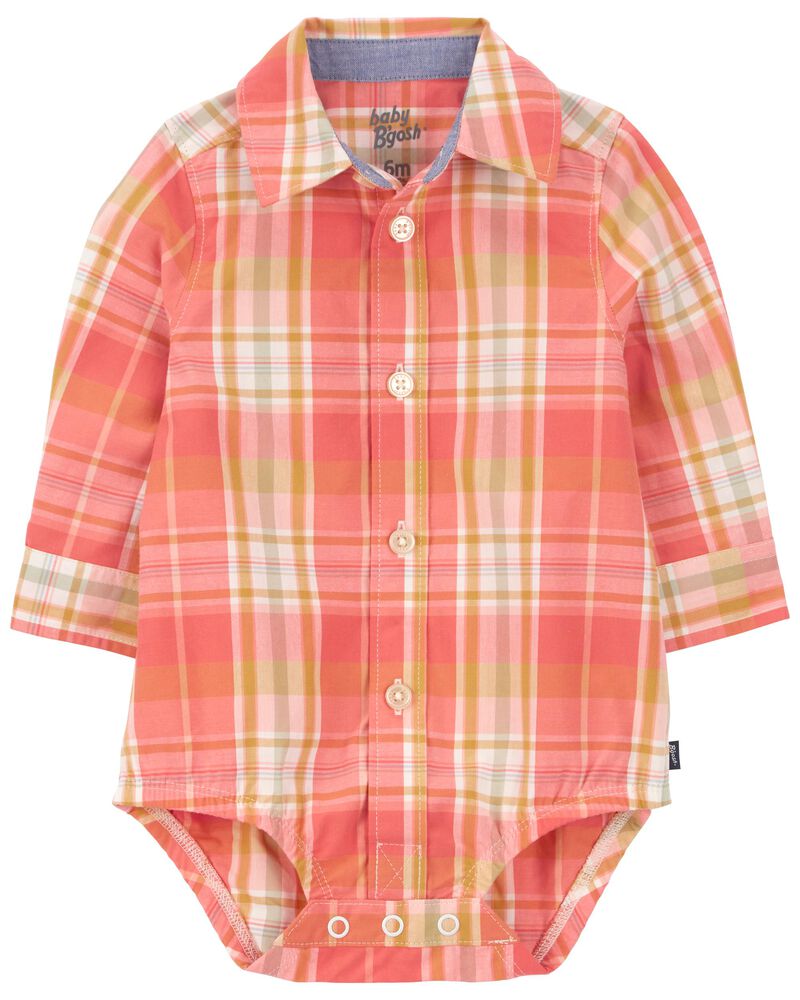 Baby Plaid Button-Front Bodysuit, image 1 of 4 slides