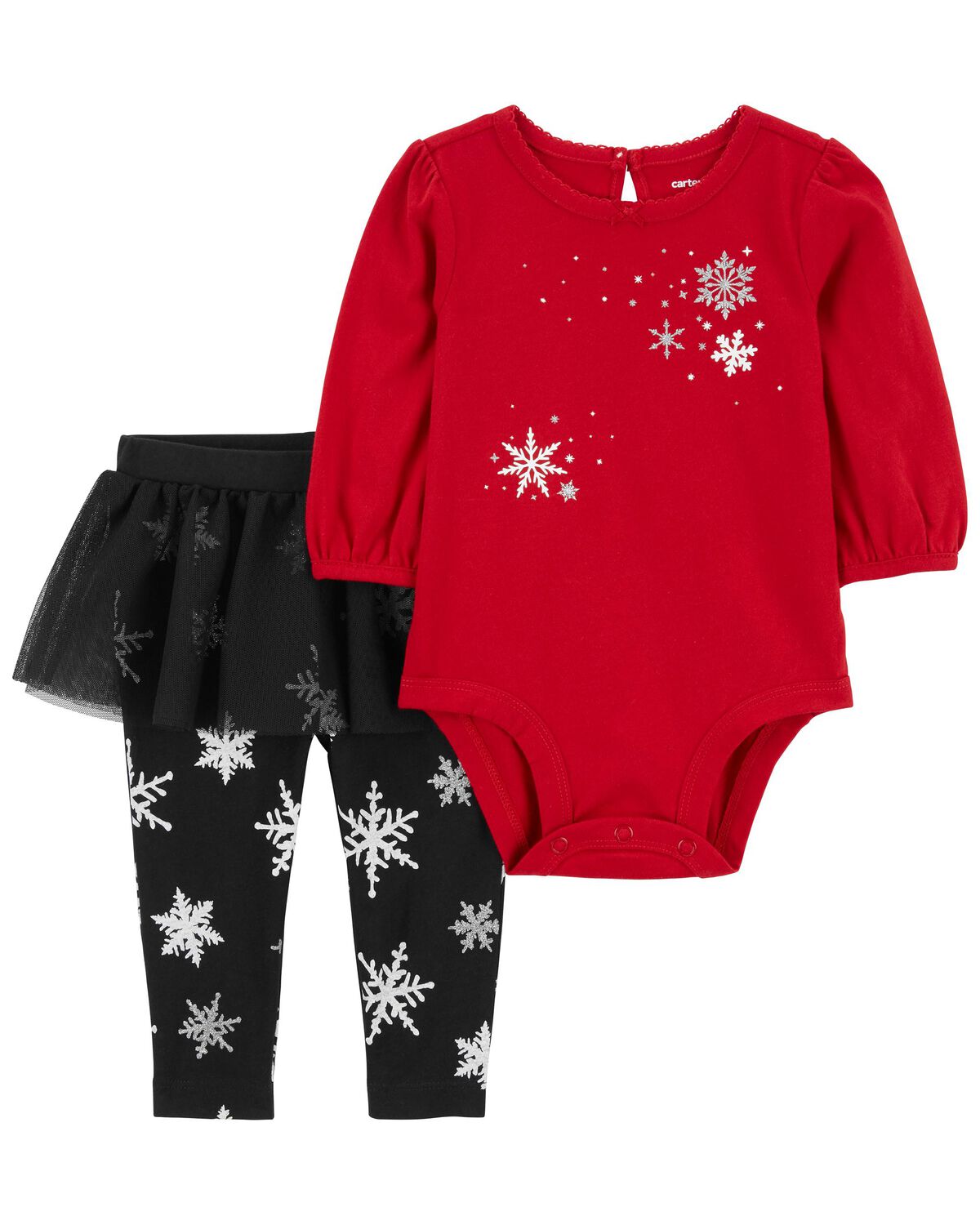 Red Black Baby 2 Piece Snowflake Bodysuit Tutu Pant Set Oshkosh red-black-baby-2-piece-snowflake-bodysuit-tutu-pant-set-oshkosh