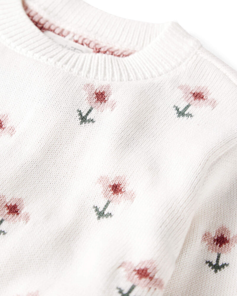 Toddler Organic Cotton Sweater Knit in Wildflower Maze Print, image 2 of 5 slides