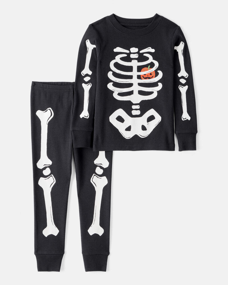 Baby 2-Piece Glow Skeleton Halloween 100% Snug Fit Cotton Pajamas - Black, image 1 of 5 slides