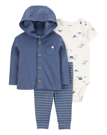 Baby Barn Print 3-Piece Cardigan Set - Navy/White, 