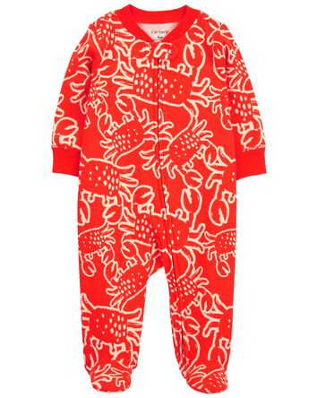 2-Way Zip Crab Cotton Sleep & Play Pajamas, 