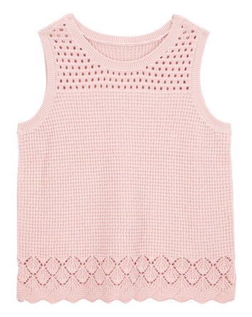 Kid Pointelle Sweater Knit Tank - Pink, 