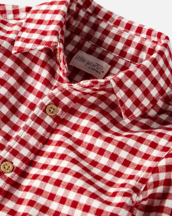 Toddler Boy Plaid Organic Cotton Button-Front Flannel Shirt, 