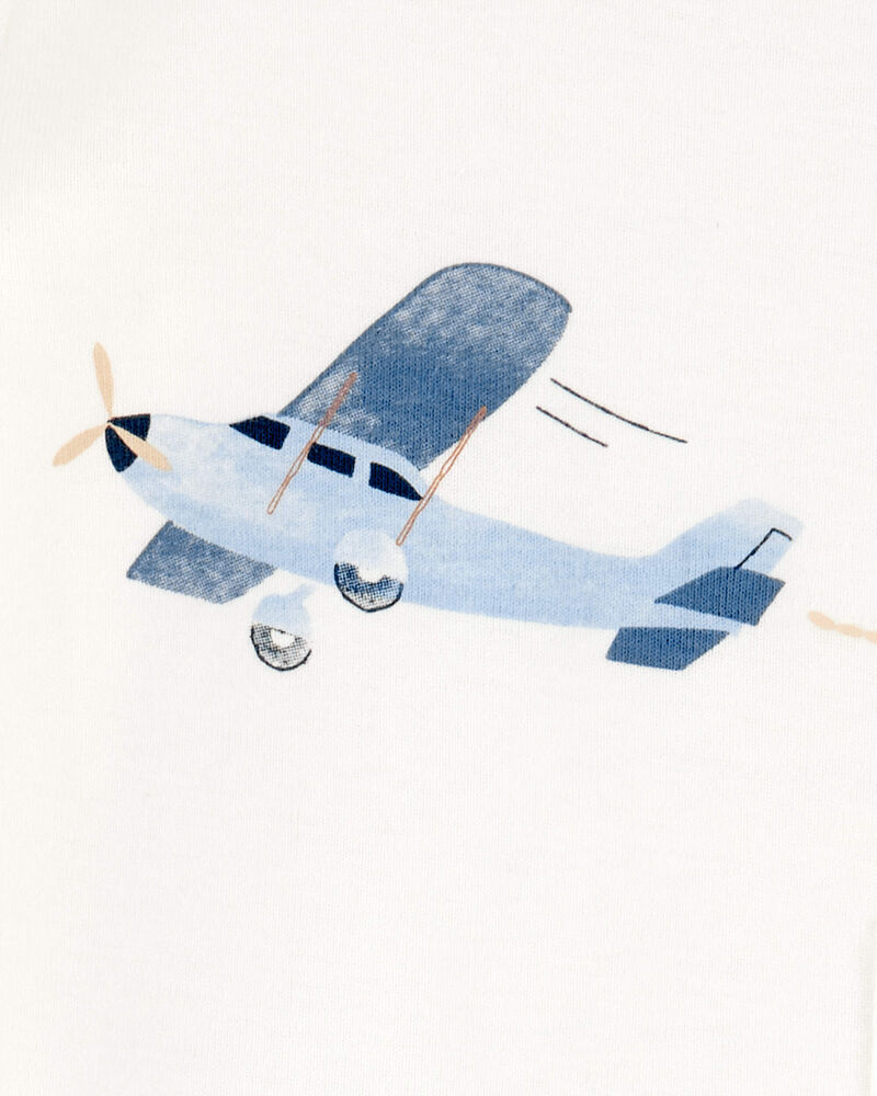Baby 4-Piece Airplane Print Outfit Set - Blue, image 3 of 5 slides