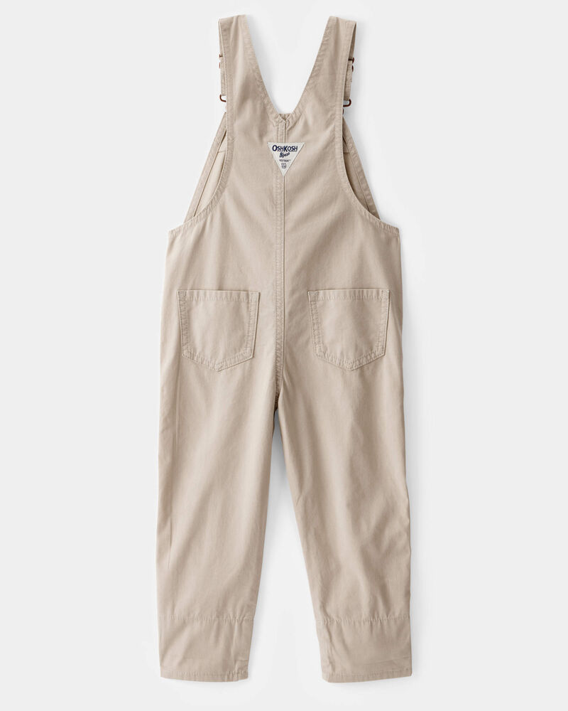 Toddler Lightweight Floral-Lined Canvas Overalls - Khaki, image 2 of 4 slides