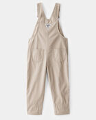 Toddler Lightweight Floral-Lined Canvas Overalls - Khaki, image 2 of 4 slides