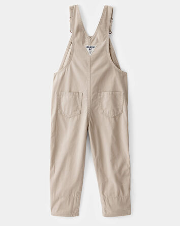 Toddler Lightweight Floral-Lined Canvas Overalls - Khaki, 