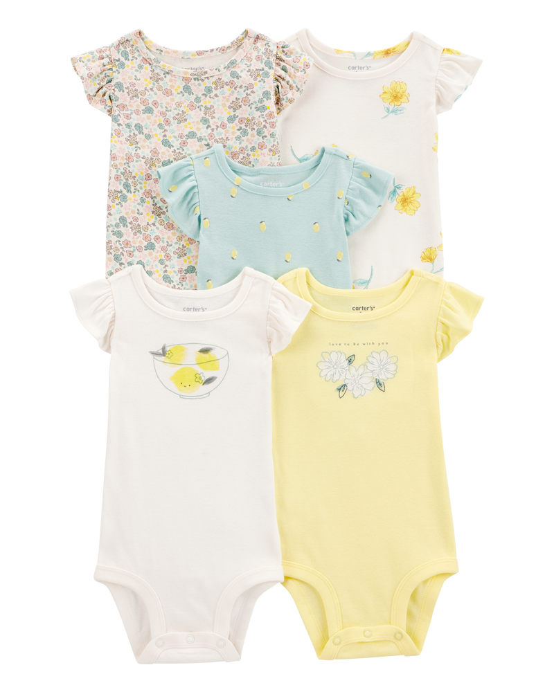Baby 7-Piece Lemon Short-Sleeve Bodysuits & Shorts Set, image 2 of 10 slides