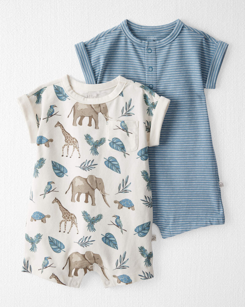Baby 2-Pack Organic Cotton Rompers, image 1 of 5 slides